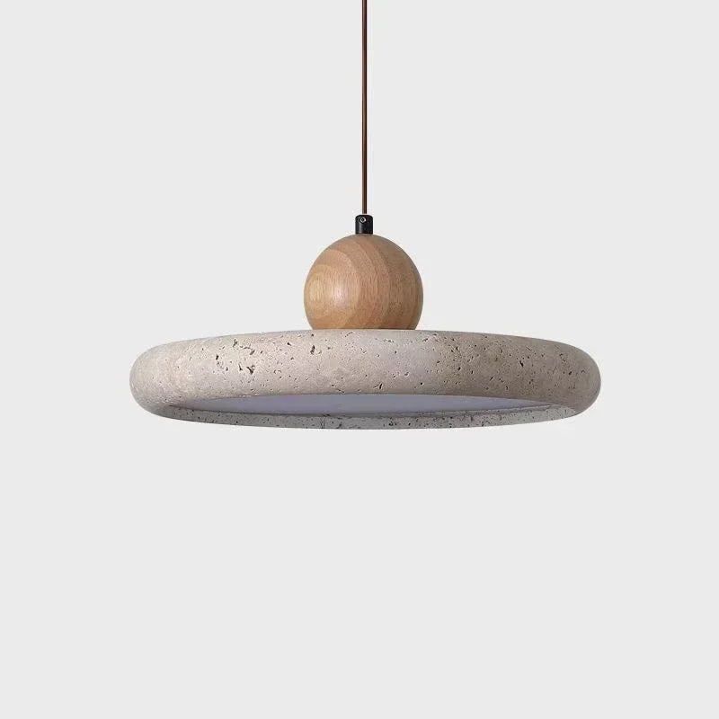 Lámpara Colgante Nórdica de Travertino con Acento de Madera