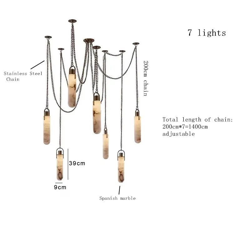 Nordic Marble Alabaster Pendant Light Multi-Drop