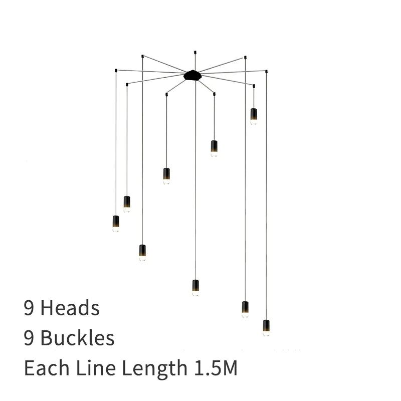 Nordic Iron Pendant Light Multi-Drop Hanging Lamp