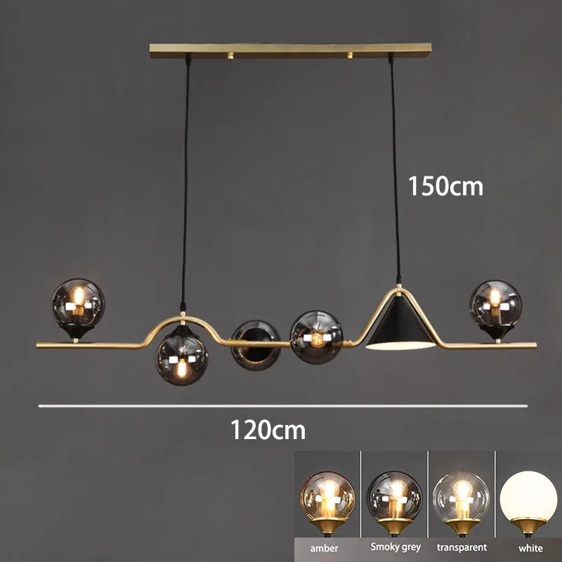 Lámpara Colgante Nórdica de Hierro y Cristal para Comedor