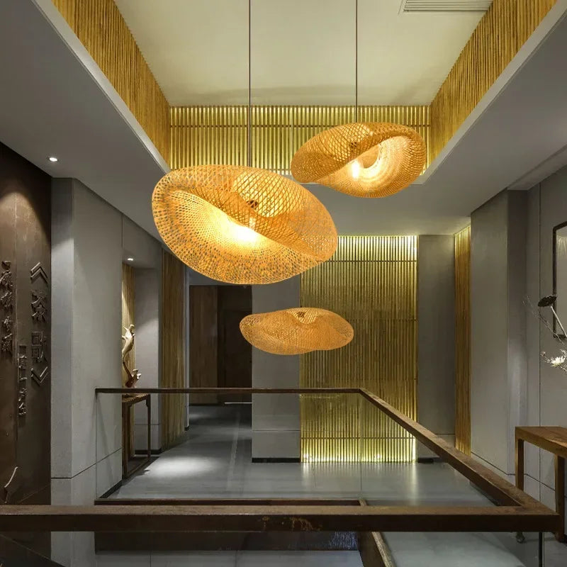 Bohemian Bamboo Rattan Pendant Light Woven