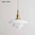 Danish Three Tier Glass Dish Pendant Light in White and Gold for Dining Room