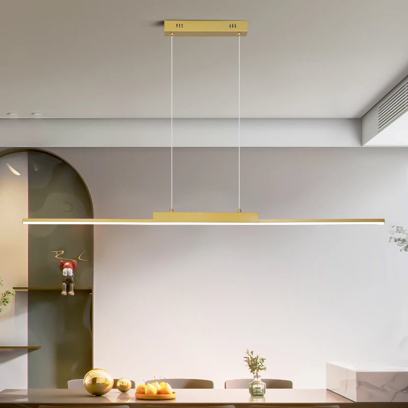 Lámpara Colgante Minimalista Dorada de Hierro para Comedor