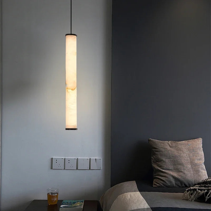 Minimalist Copper Marble Pendant Light for Bedroom