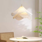 Art Deco Sheer Petal Fabric Pendant Light in White for Living Room