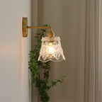 Vintage Textured Flower Glass Pendant Light with Brass Fitting for Bedside