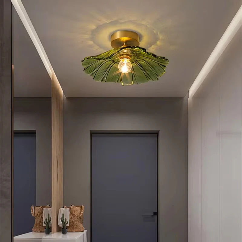 Vintage Flower Glass Pendant Light Collection with Brass Fitting for Bedroom