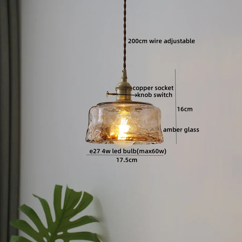 Lámparas colgantes LED con interruptor de perilla IWHD para cocina, pasillo, sala de estar, dormitorio, cristal transparente, lámpara colgante nórdica, araña