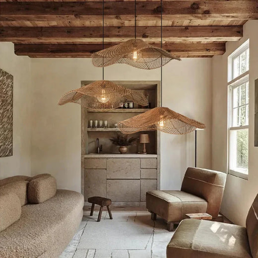 Retro Rattan Pendant Light for Dining Room & Cafe