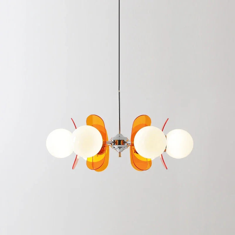 Retro Glass Pendant Light with Amber Accents