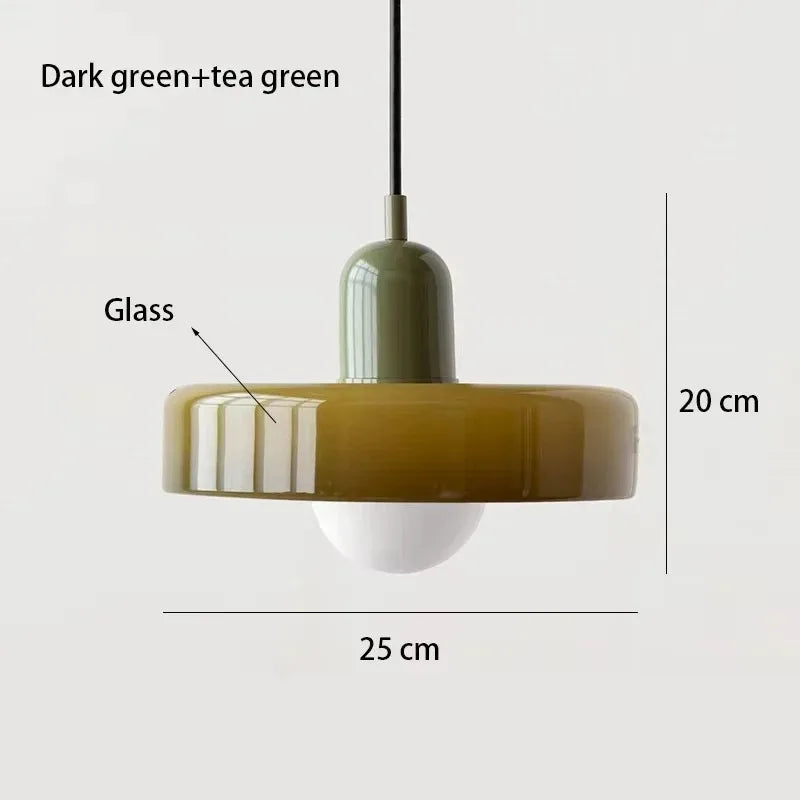 Retro Two Tone Glass Mushroom Pendant Light for Cafe and Dining Room