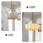 Retro Iron Chain Ceiling Lamp Japanese Fabric Chandelier Living Dining Room Bedroom Pendant Lamps Lustre Hanging Light Fixture