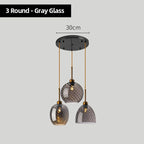 Modern Swirl Glass Pendant Light in Smoked Gray and Amber for Kitchen Island