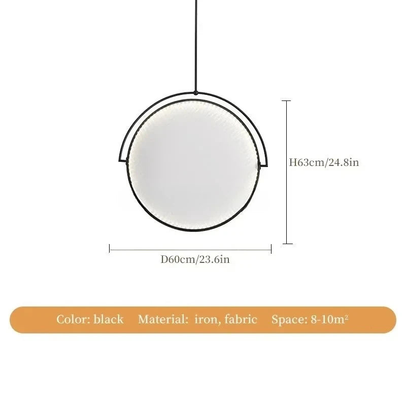 Nordic Iron Pendant Light with Fabric Shade