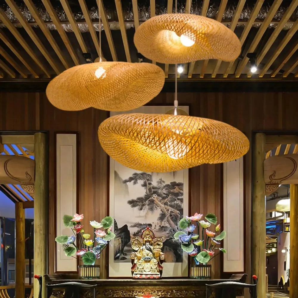 Nordic Rattan Woven Pendant Lamp for Dining Room