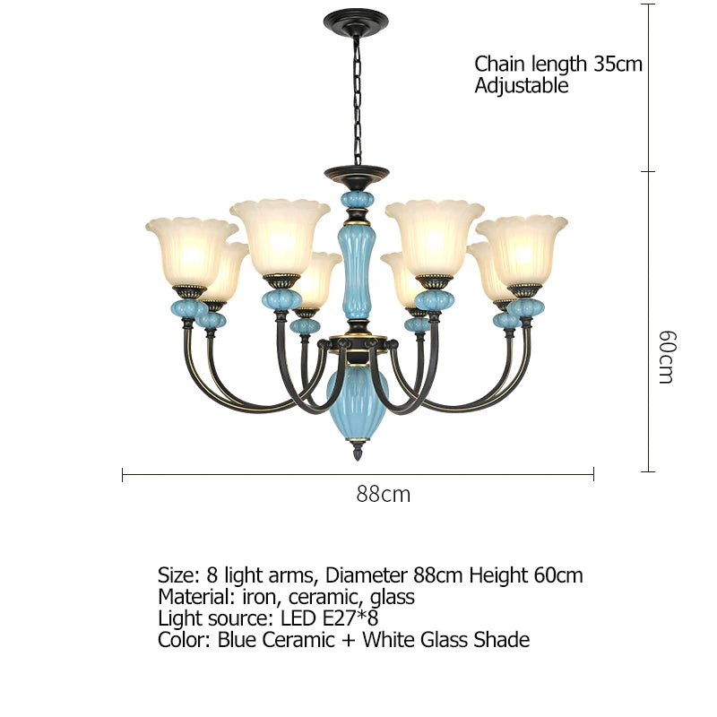 Retro Rustic Crystal Chandelier Dining Room Light
