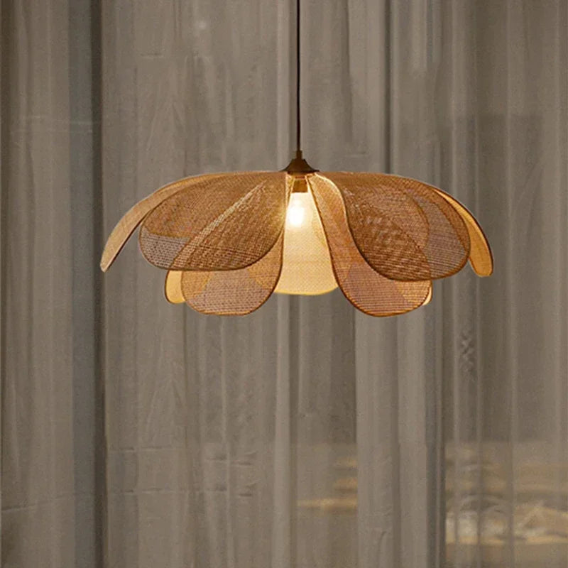 Araña de techo LED moderna y creativa con forma de pétalo de ratán, lámpara colgante de sauce, para sala de estar, dormitorio, té, decoración de iluminación interior