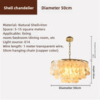 Coastal Capiz Shell Tiered Chandelier with Gold Frame for Bedroom