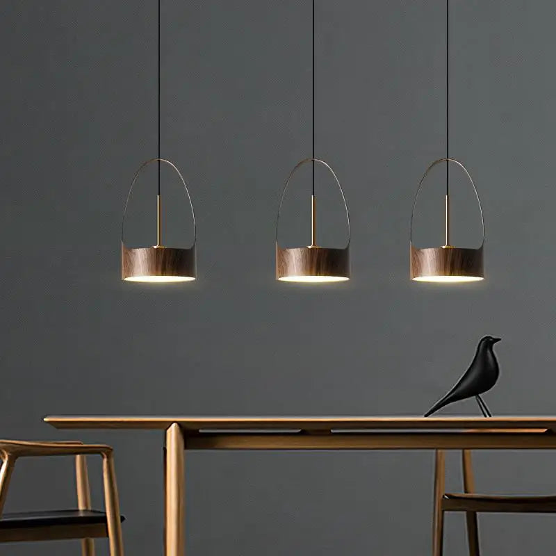 Nordic Wood Grain Pendant Light for Bedroom
