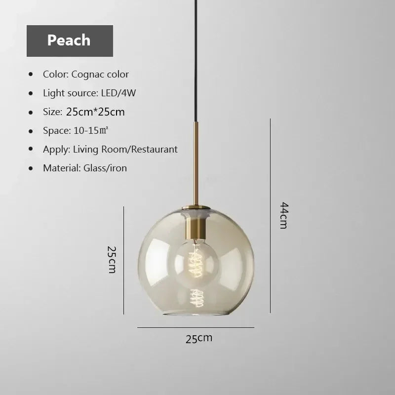 Lámpara colgante de cristal nórdica para comedor
