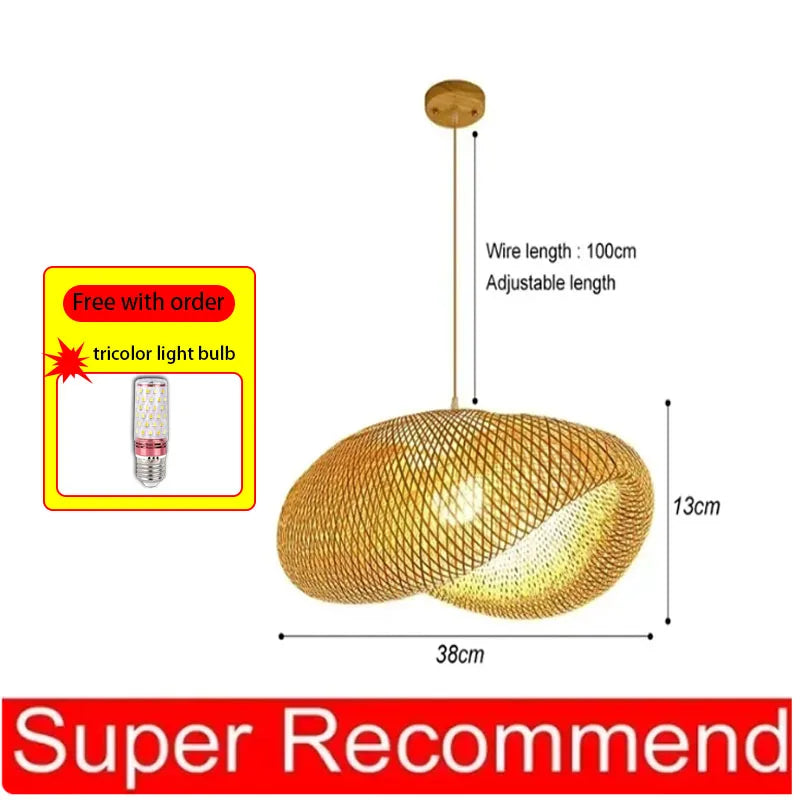 Bamboo Rattan Woven Pendant Light Chandelier