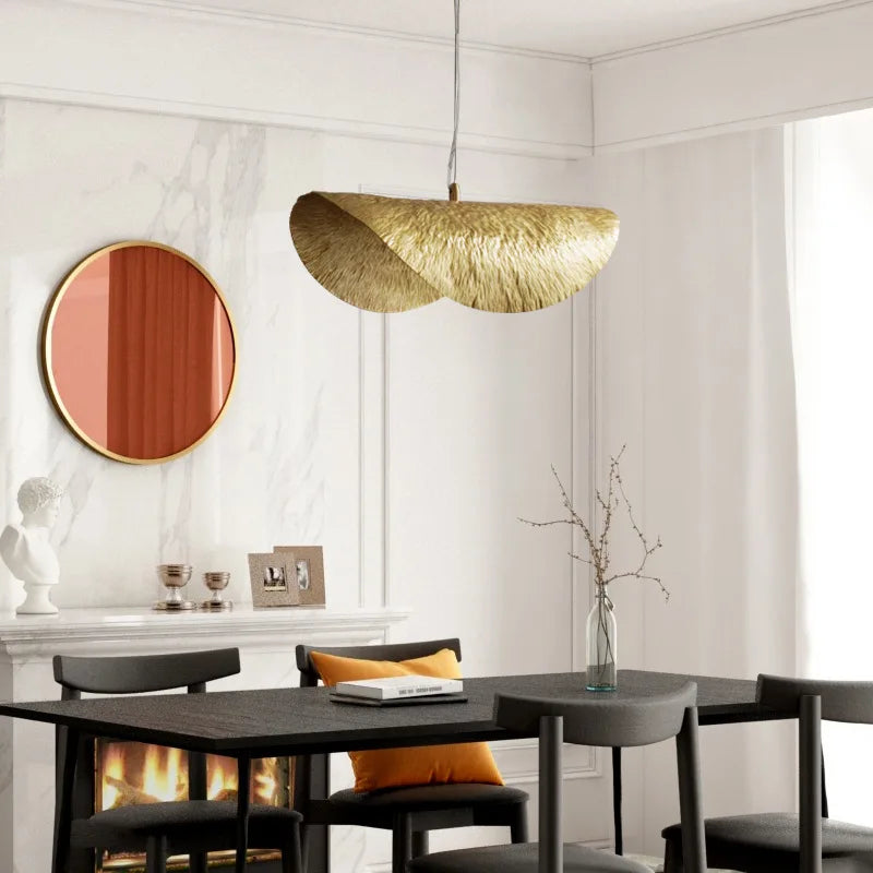 Nordic Brass Pendant Light Lotus Leaf Design