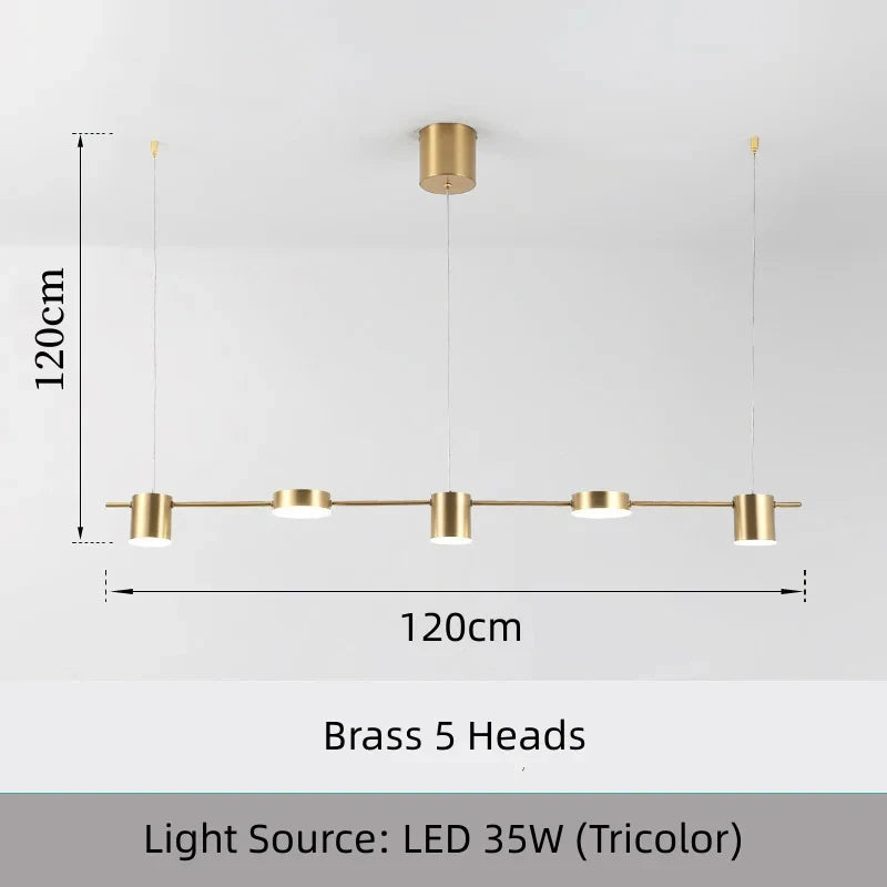 Modern Linear Disc Spotlight Chandelier in Black and Gold for Dining Table