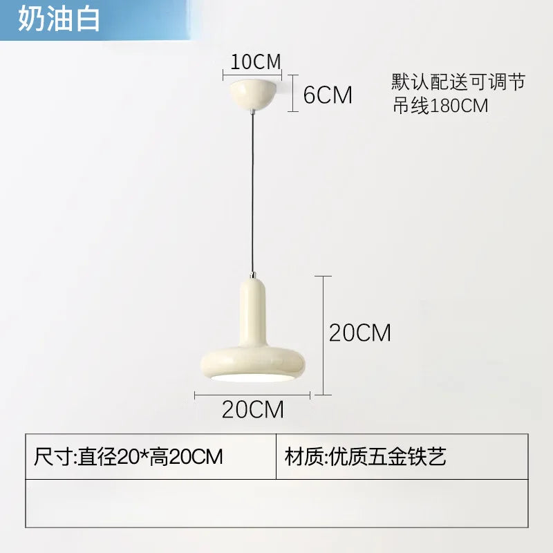 Bauhaus Glossy Mushroom Pendant Light in Five Cream Colors for Bedside