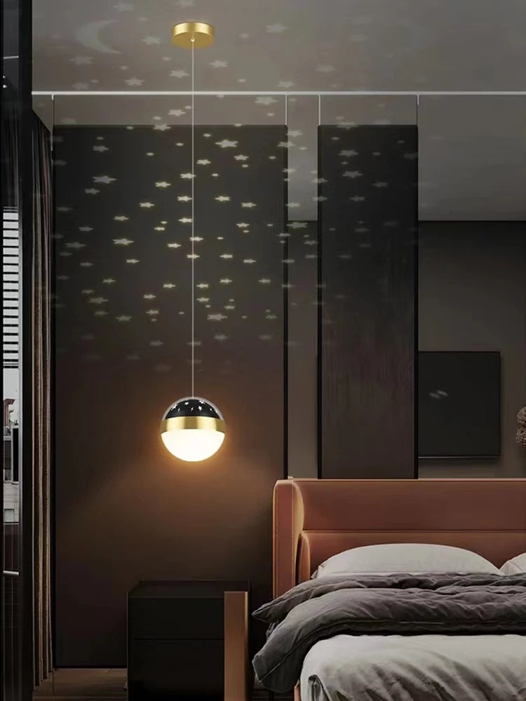 Lámpara colgante nórdica de hierro con luna y estrella para dormitorio