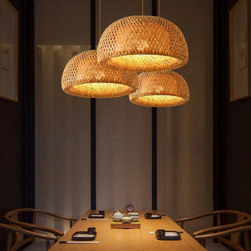 Bohemian Rattan Woven Pendant Light for Dining