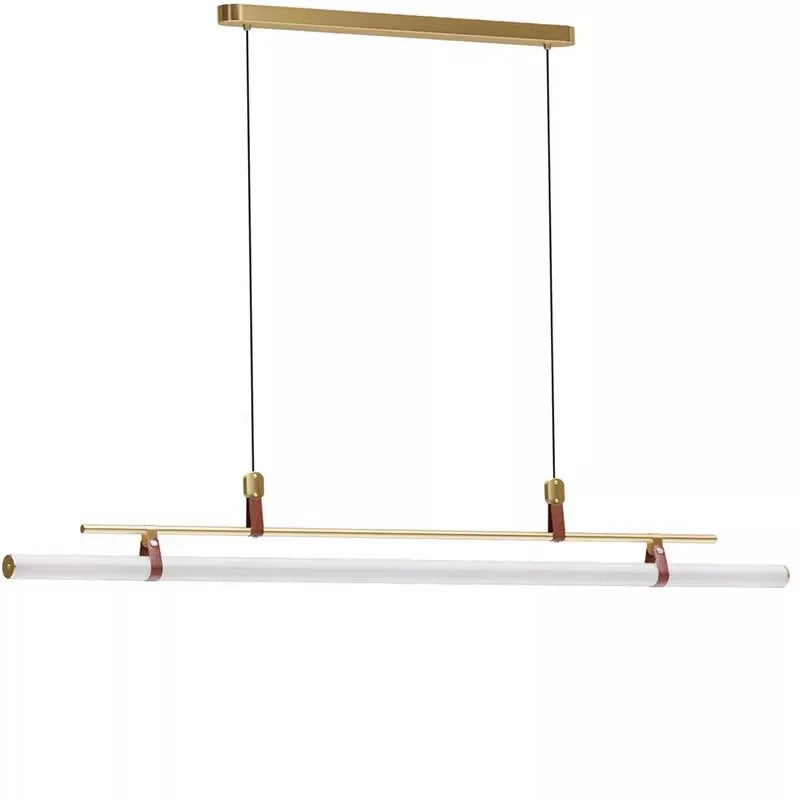 Nordic Brass Pendant Light with Leather Accents