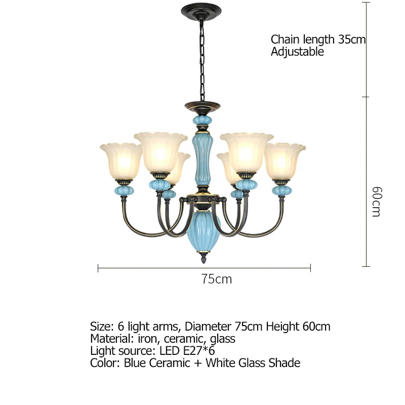 Retro Rustic Crystal Chandelier Dining Room Light
