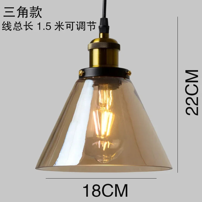 Industrial Clear Glass Pendant Light with Antique Brass Fitting for Bar