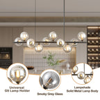 Mid-Century Modern Iron Pendant Light with Smoked Glass