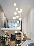 Opal Glass Ball Cluster Chandelier for Staircase and Hotel Lobby