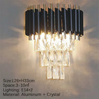 Luxury Black and Gold Tiered Crystal Chandelier for Living Room