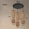 Hand Woven Rattan Column Pendant Light for Staircase and Living Room