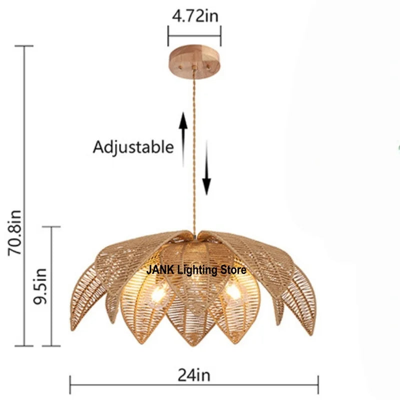 Bohemian Rattan Woven Pendant Light for Dining