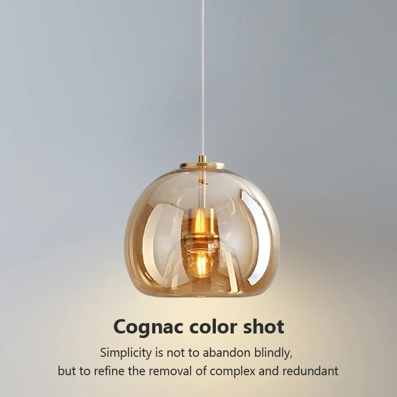 Nordic Glass Pendant Light with Iron Finish