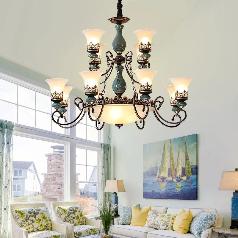 French Style Ceramic LED Chandelier - Classic Design