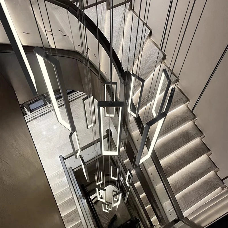 Minimalist Gold Hanging Pendant Light for Stairwell