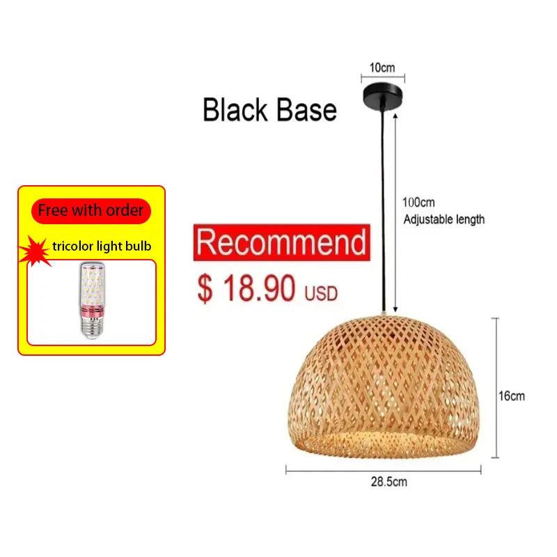 Bamboo Rattan Woven Pendant Light Chandelier