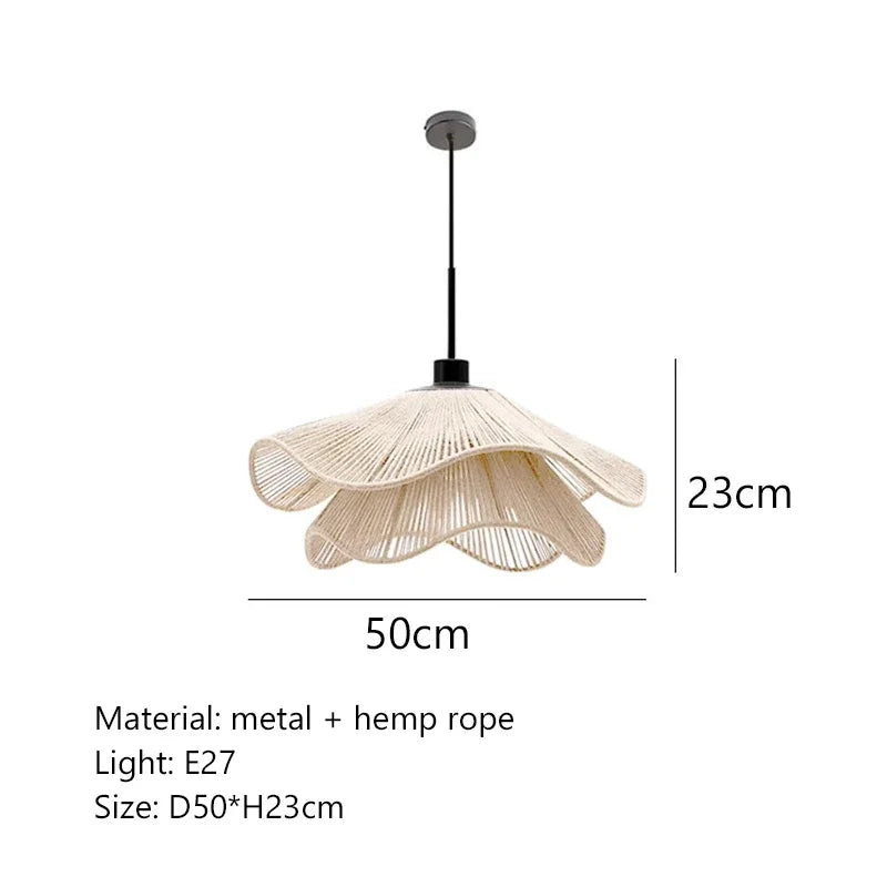 Lámpara colgante de cuerda de cáñamo Wabi Sabi Industrial Zen