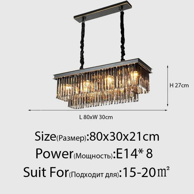 Araña de cristal moderna LED lámpara de techo negra dorada sala de estar hotel de lujo accesorios de iluminación para comedor