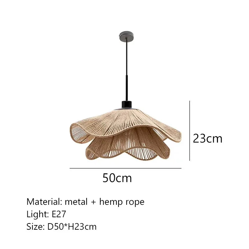 Lámpara colgante de cuerda de cáñamo Wabi Sabi Industrial Zen
