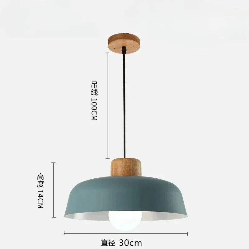 Nordic Wood Metal Pendant Light for Dining Room