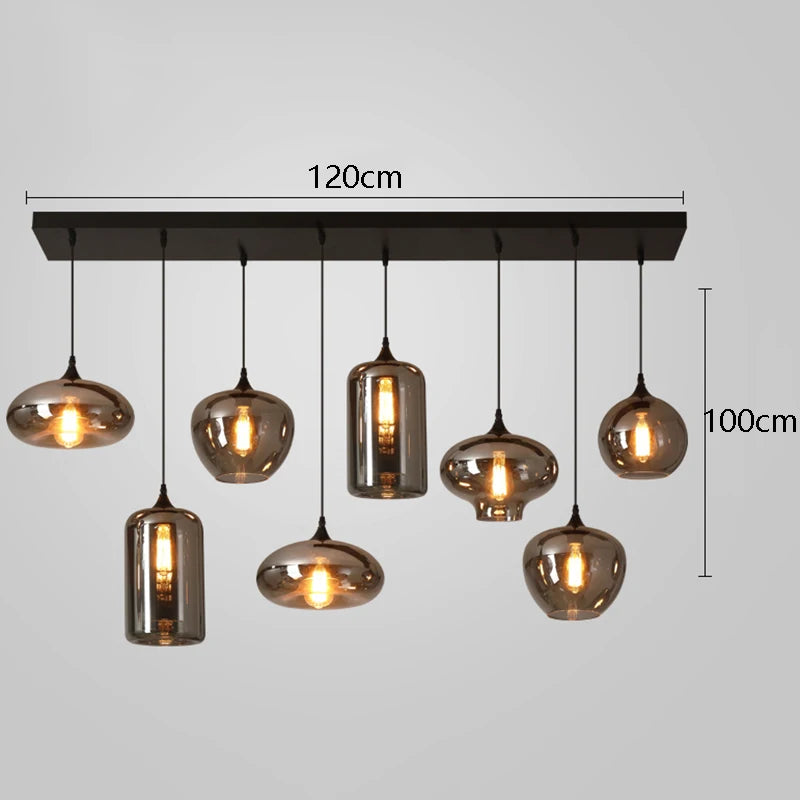 Nordic Smoke Glass Pendant Light for Dining Room
