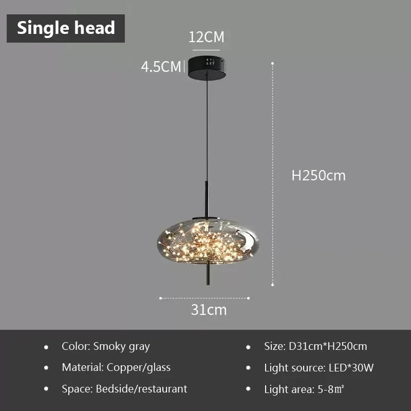 Nordic Glass Pendant Light with Iron Finish