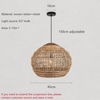 Bohemian Rattan Woven Pendant Light for Dining Room