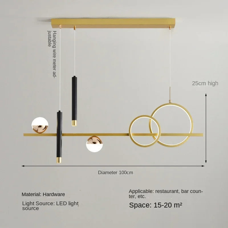 Lámpara Colgante Minimalista de Hierro con Detalles de Latón